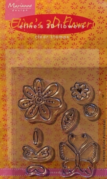 Eline's 3D Flowers / Clear Stamps Blumen, Schmetterlinge